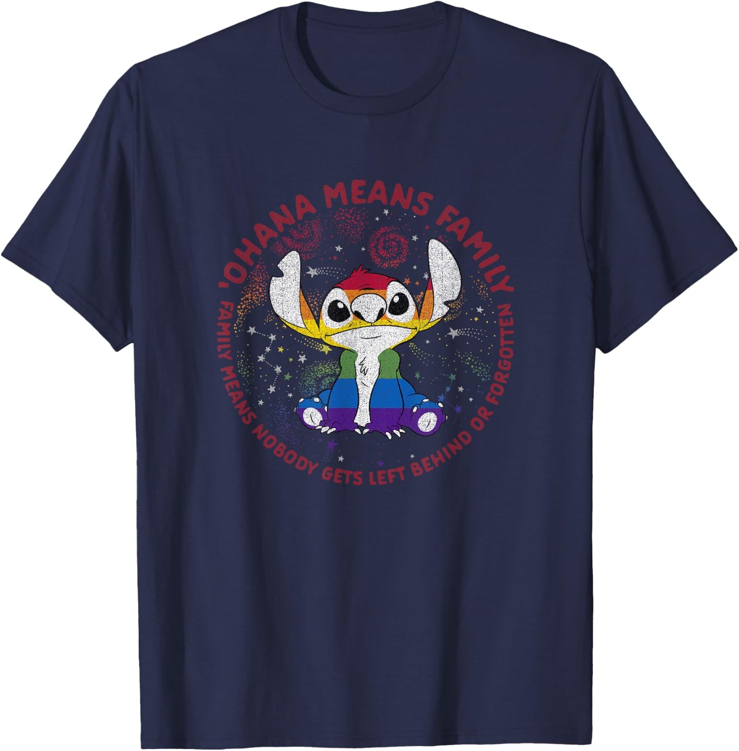 Disney Lilo & Stich Ohana Pride Circle Short Sleeve T-Shirt - T-Shirt | Navy
