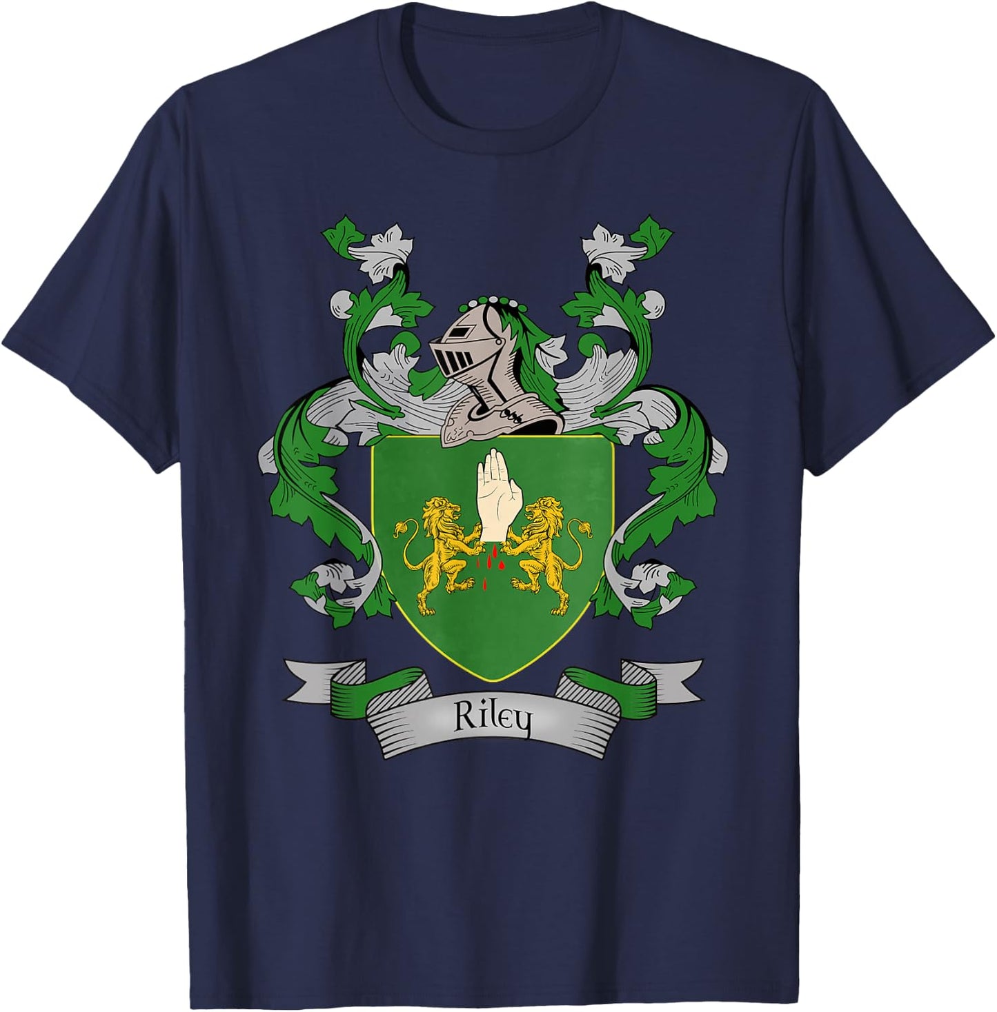 Riley Coat of Arms | Riley Surname Family Crest T-Shirt - T-Shirt | Navy