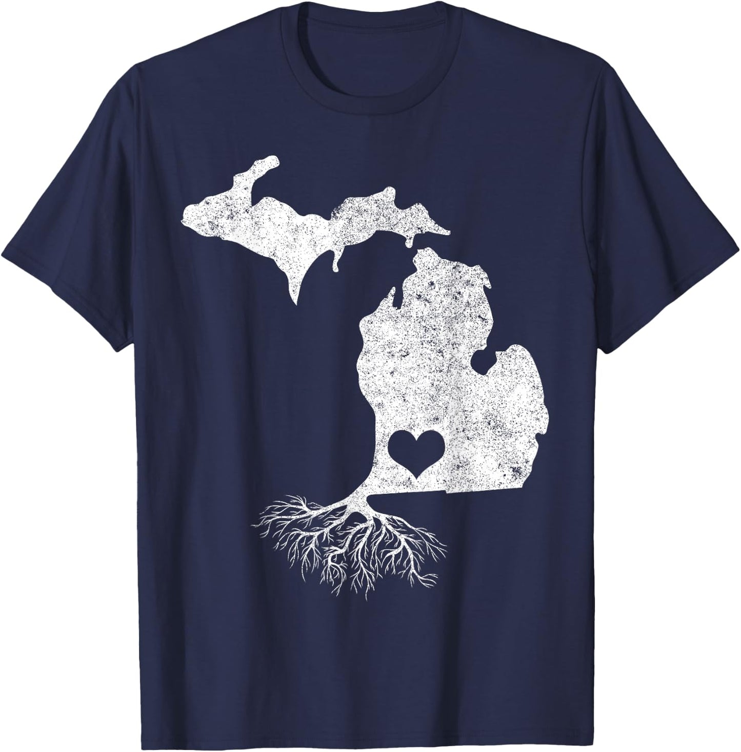 Michigan Roots Shirt: I Love Michigan With Roots T-Shirt - T-Shirt | Navy