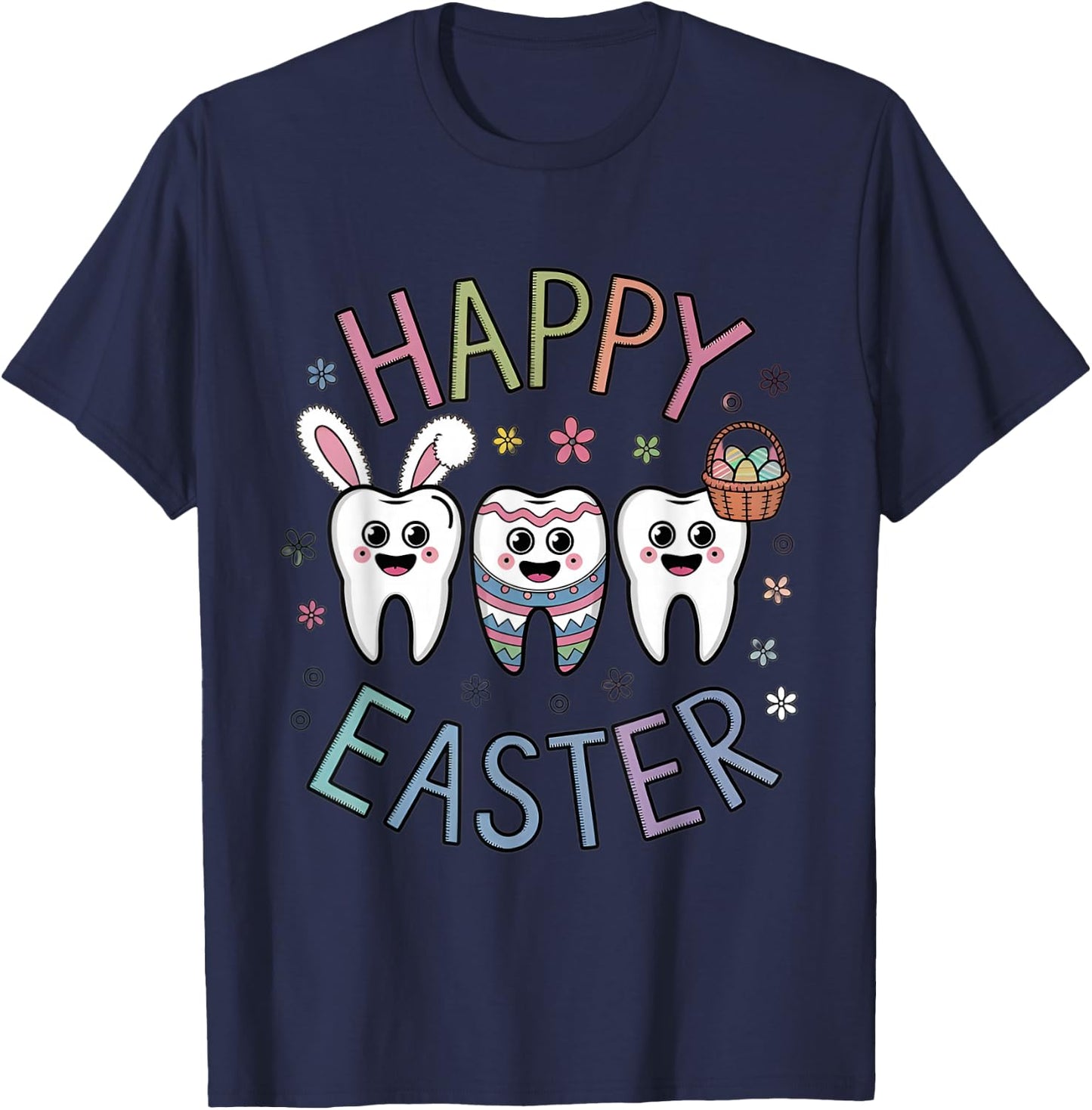 Easter Dentist Tooth Cute Teeth Dental Assistant Women Men T-Shirt - T-Shirt | Navy