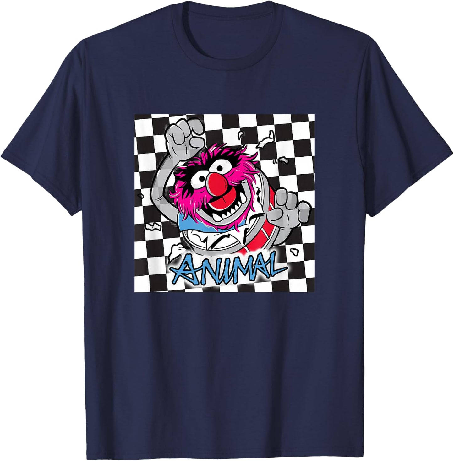 Disney The Muppets Rockstar Animal Checkerboard Portrait T-Shirt - T-Shirt | Navy