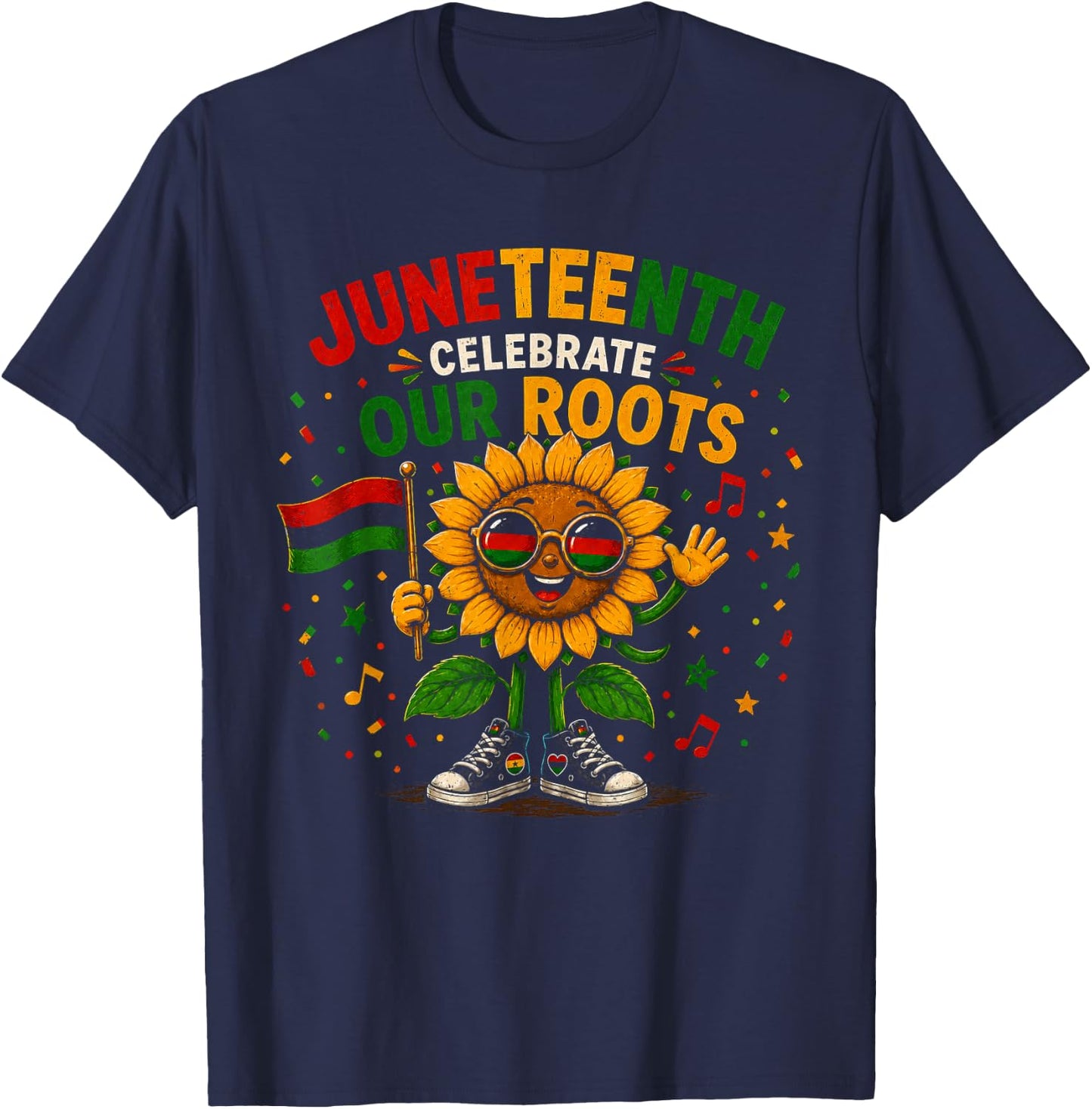 Juneteenth Celebrate Our Roots Black History T-Shirt - T-Shirt | Navy