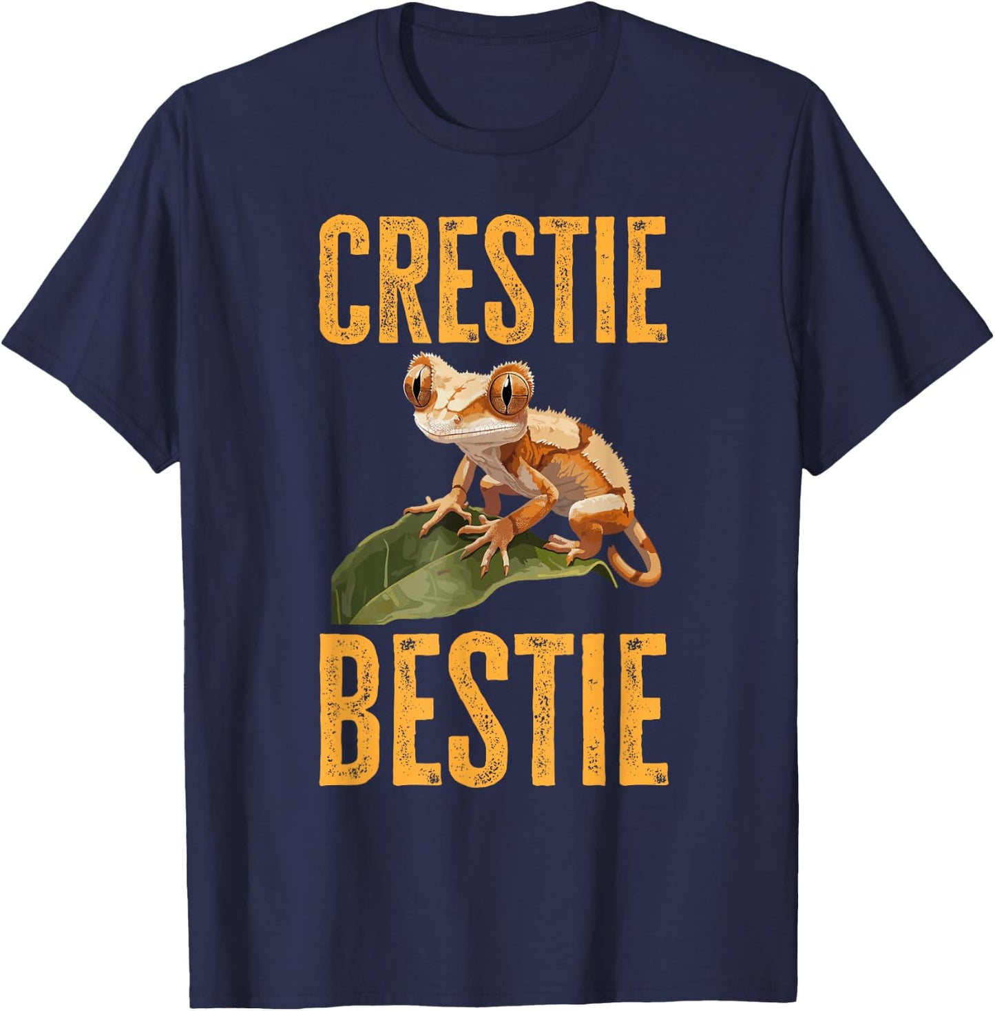 Crested Gecko Reptile - Crestie Bestie T-Shirt - T-Shirt | Navy