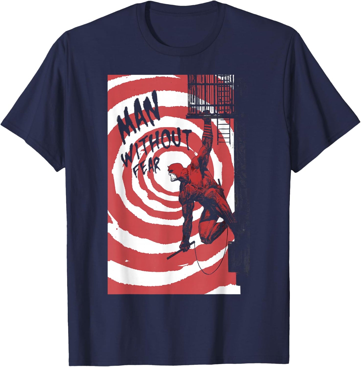 Marvel Daredevil Fire Escape Man Without Fear Variant Cover T-Shirt - T-Shirt | Navy