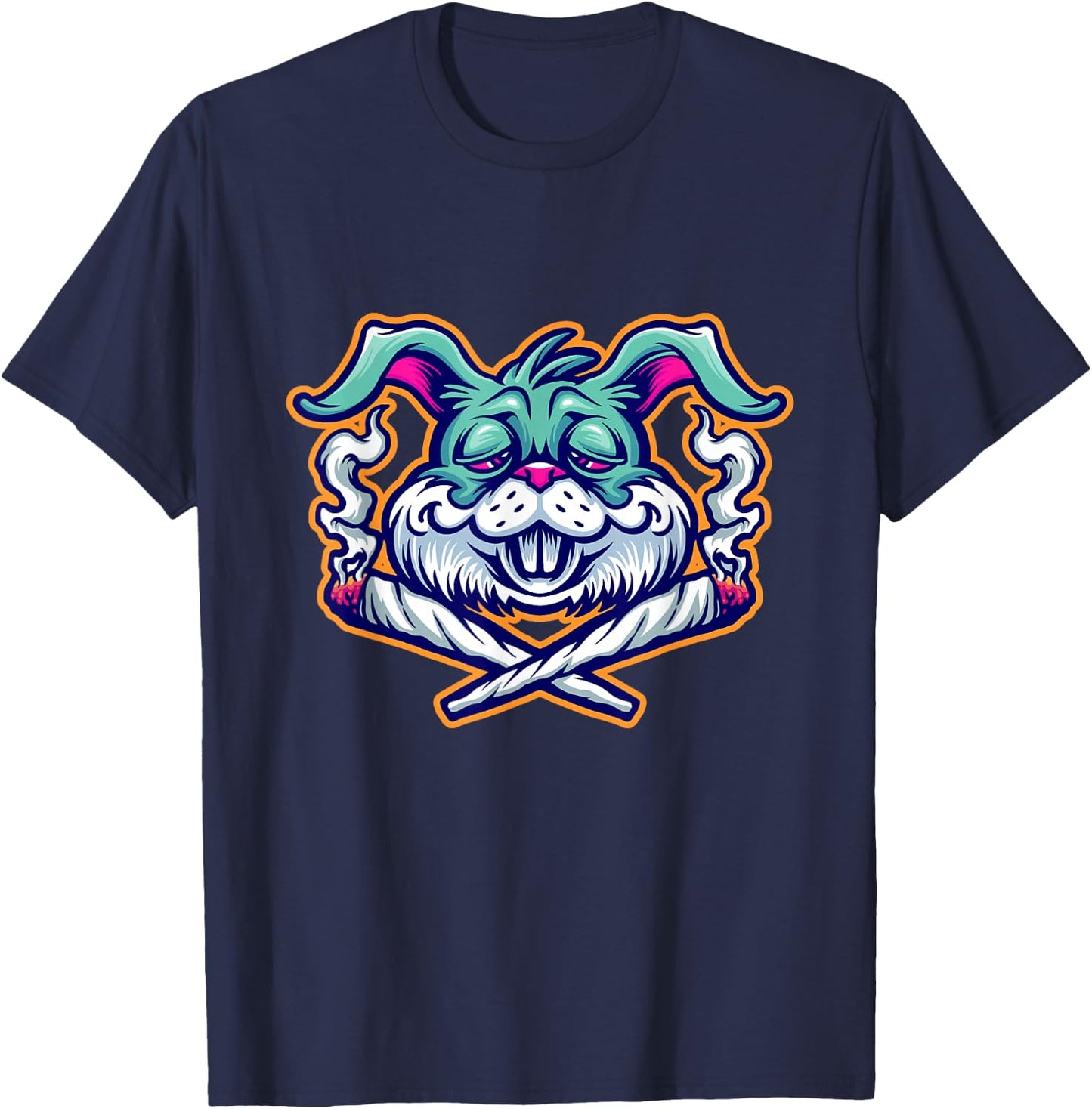 Marijuana Smoking Bunny Rabbit Just Chilling Weed Stoner 420 T-Shirt - T-Shirt | Navy