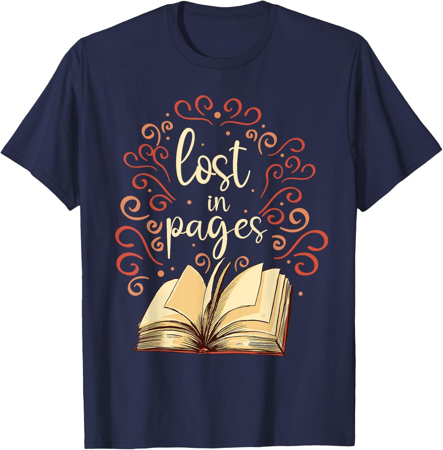 Buchleser Lost In Pages Büchersüchtige, die Bücher lesen T-Shirt - T-Shirt | Navy