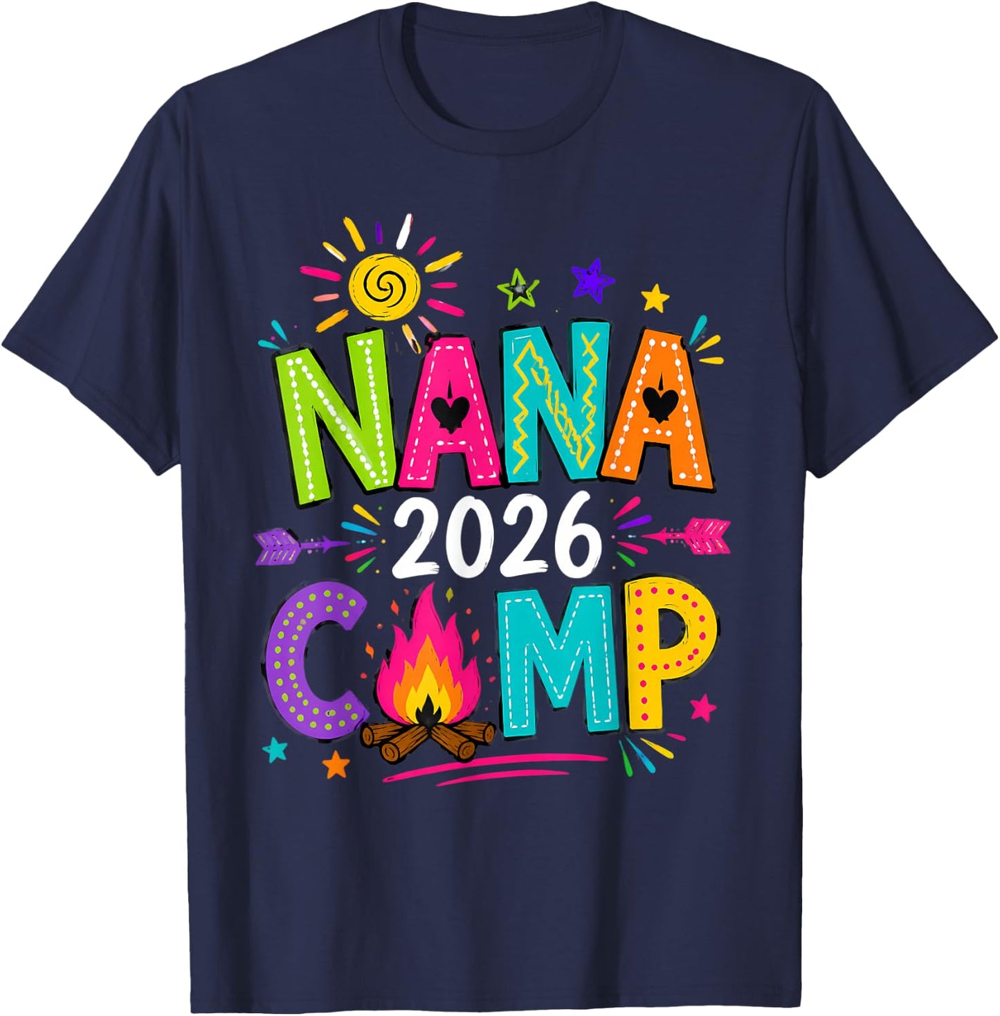 Nana Camp 2026 Family Summer Vacation Camping Crew Kids T-Shirt - T-Shirt | Navy