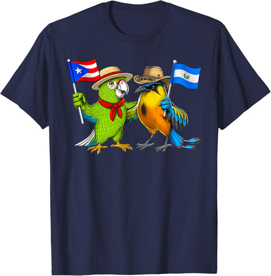 Puerto Rican Salvadoran Roots Puerto Rico El Salvador Flag T-Shirt - T-Shirt | Navy