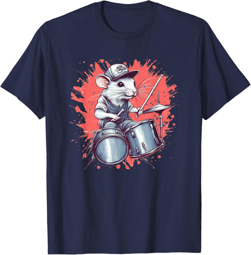 Costume drôle de batteur de rat blanc pour les amateurs de souris et de batterie