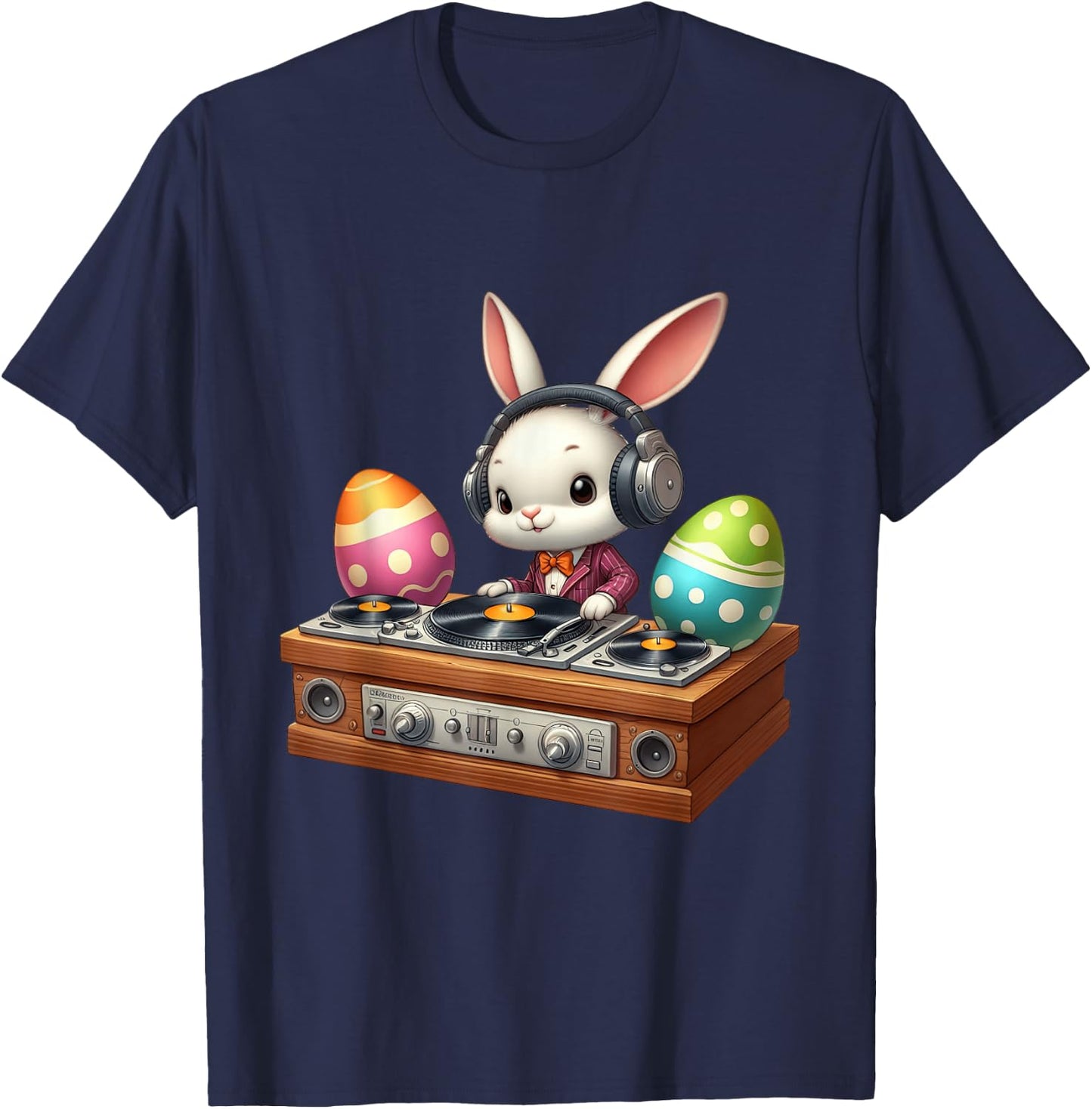 Oster-DJ Bunny Mixing Beats, lustige Musik zum Thema Ostern T-Shirt - T-Shirt | Navy