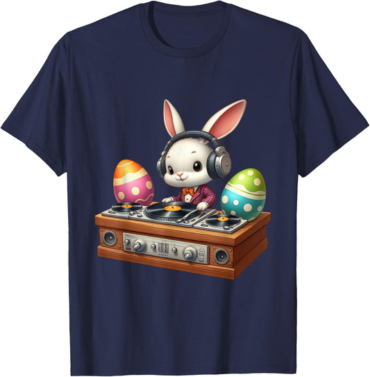 Oster-DJ Bunny Mixing Beats, lustige Musik zum Thema Ostern T-Shirt - T-Shirt | Navy