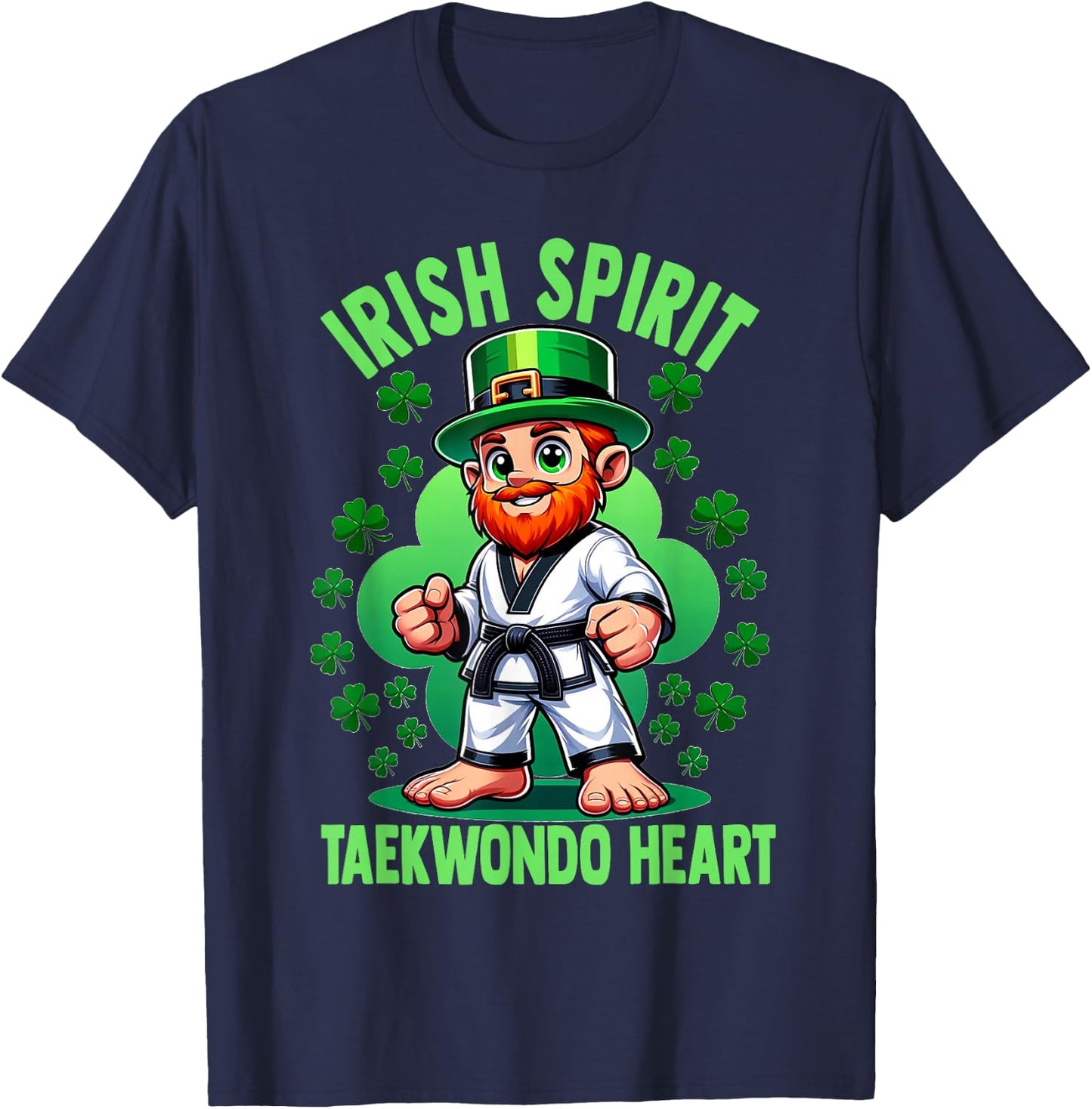 St Patricks Day Martial Arts Irish Spirit Taekwondo Heart T-Shirt - T-Shirt | Navy
