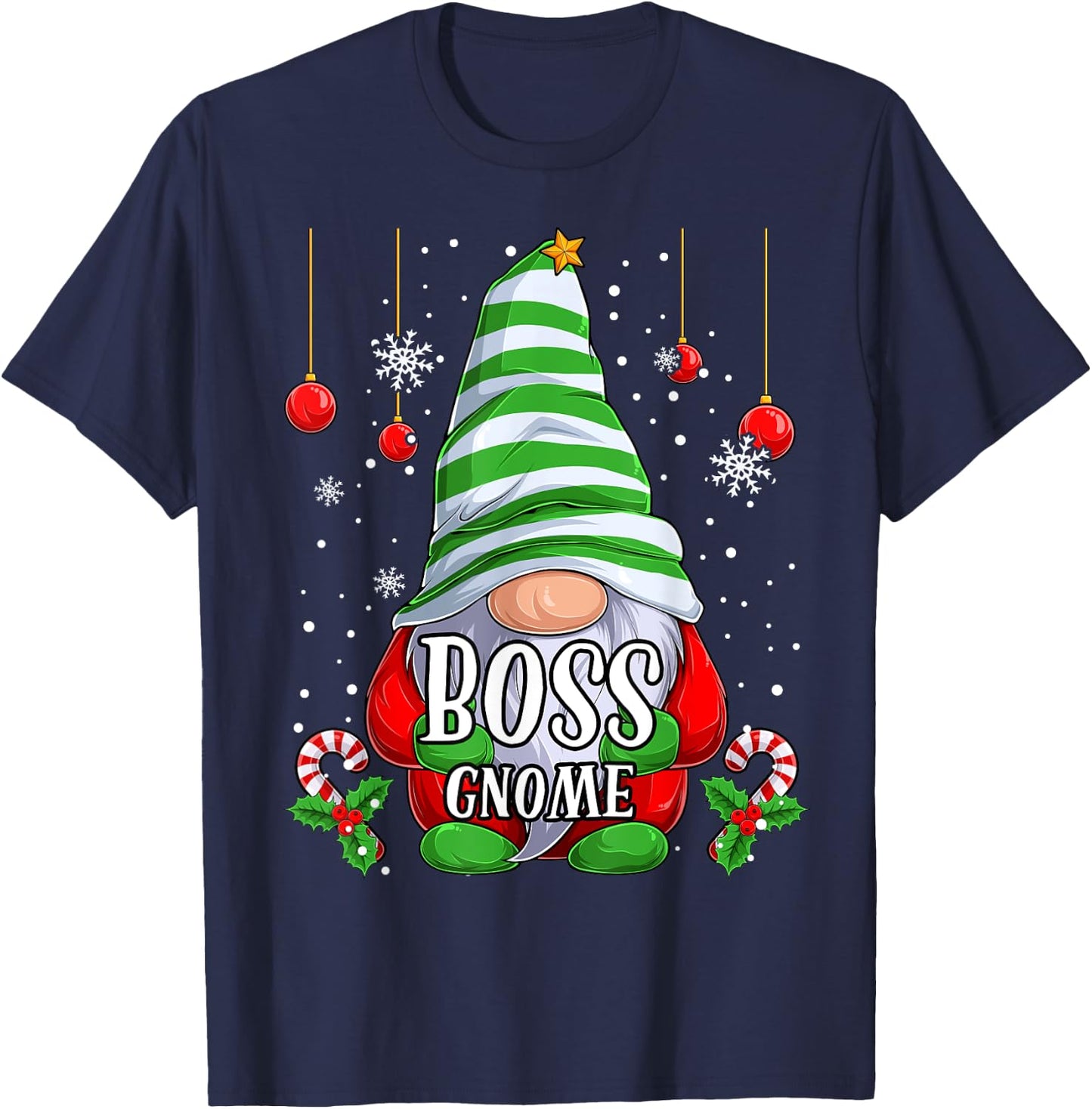 Boss Gnome christmas pajamas matching family group T-Shirt - T-Shirt | Navy