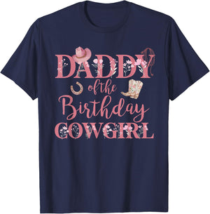 Daddy of The Birthday Cowgirl Rodeo Party 1st B-day Girl T-Shirt - T-Shirt | Navy