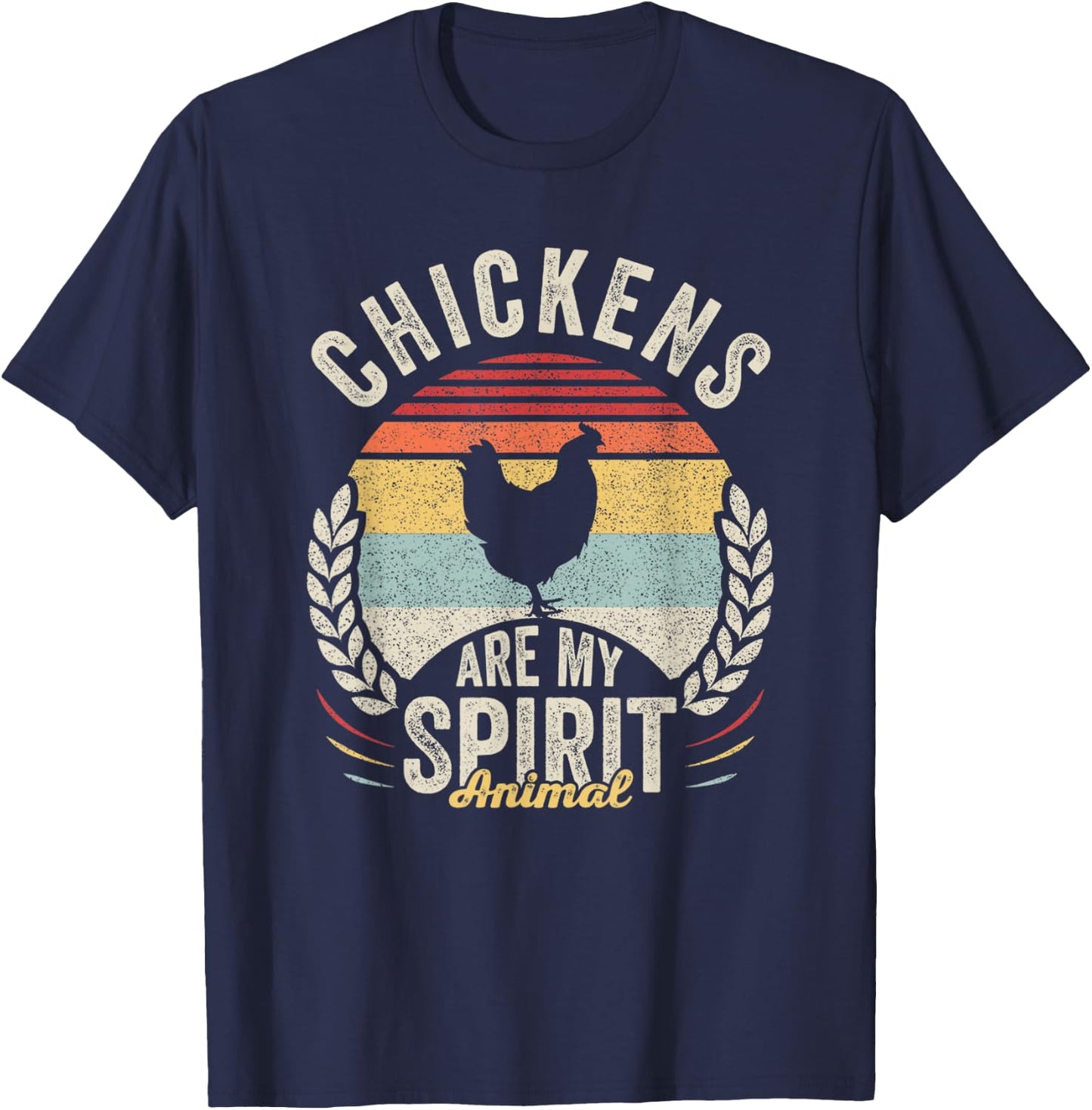 Vintage Retro Chickens Are My Spirit Animal Chicken Lover T-Shirt - T-Shirt | Navy
