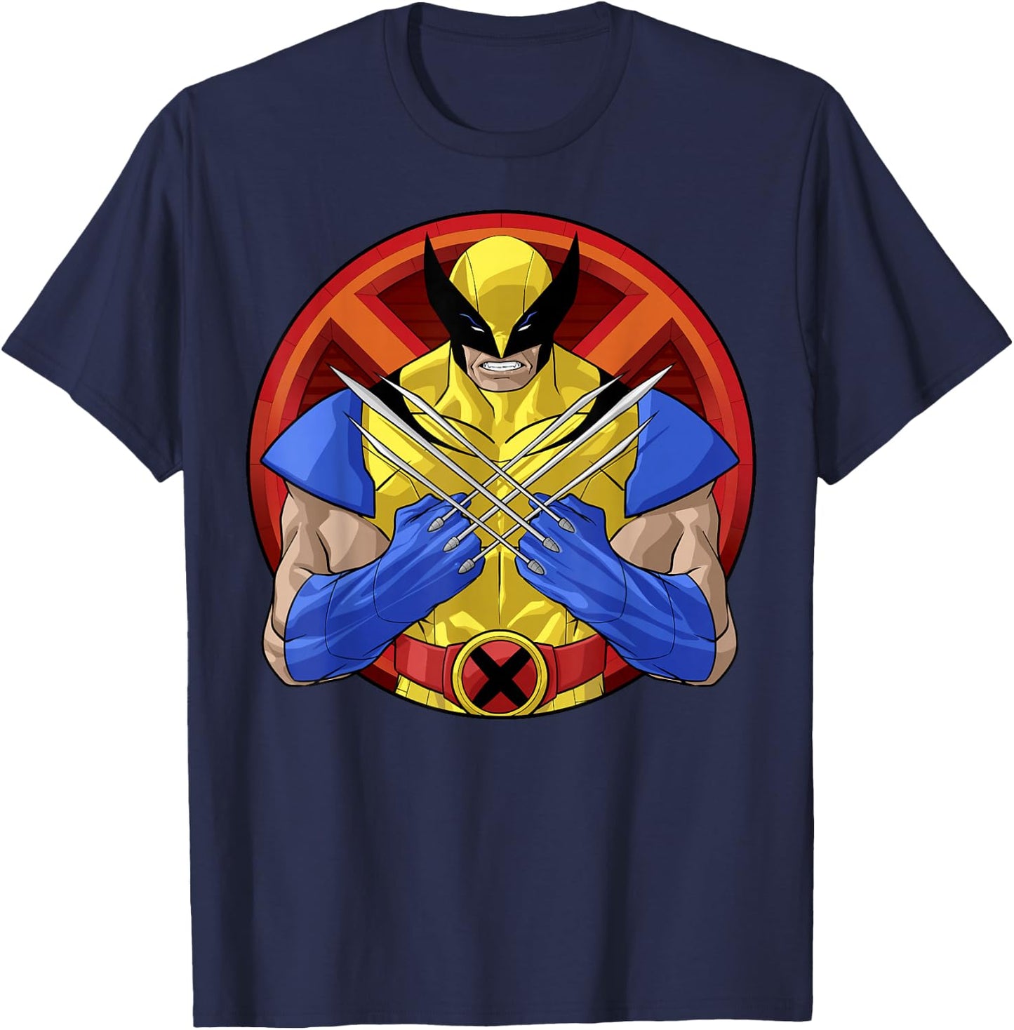 Marvel X-Men Wolverine Classic Claw Cross Portrait T-Shirt - T-Shirt | Navy