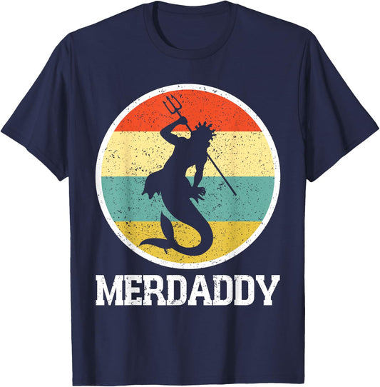Merdaddy Merdad Mermaid Security Retro Merman Father's Day T-Shirt - T-Shirt | Navy