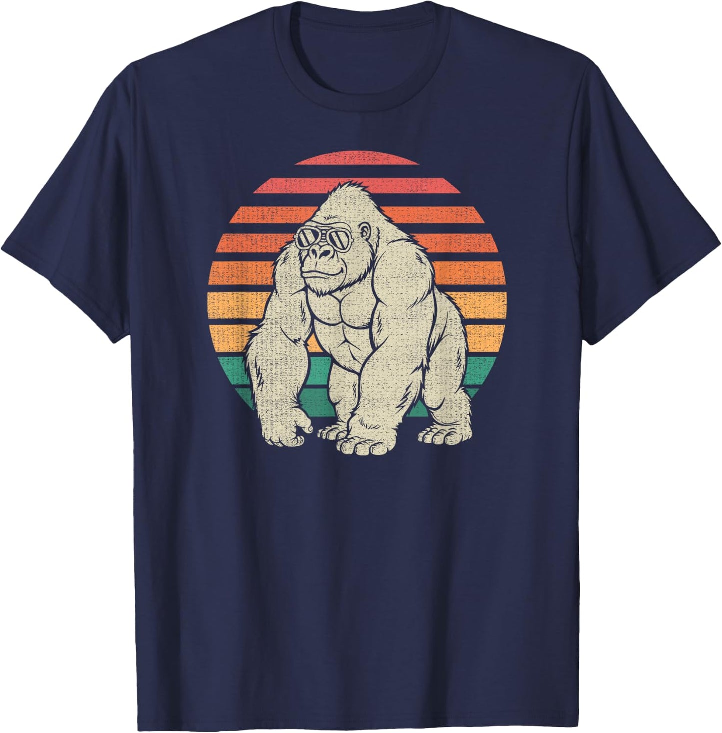 Funny Gorilla Silverback Lover Animal Retro 70s T-Shirt - T-Shirt | Navy