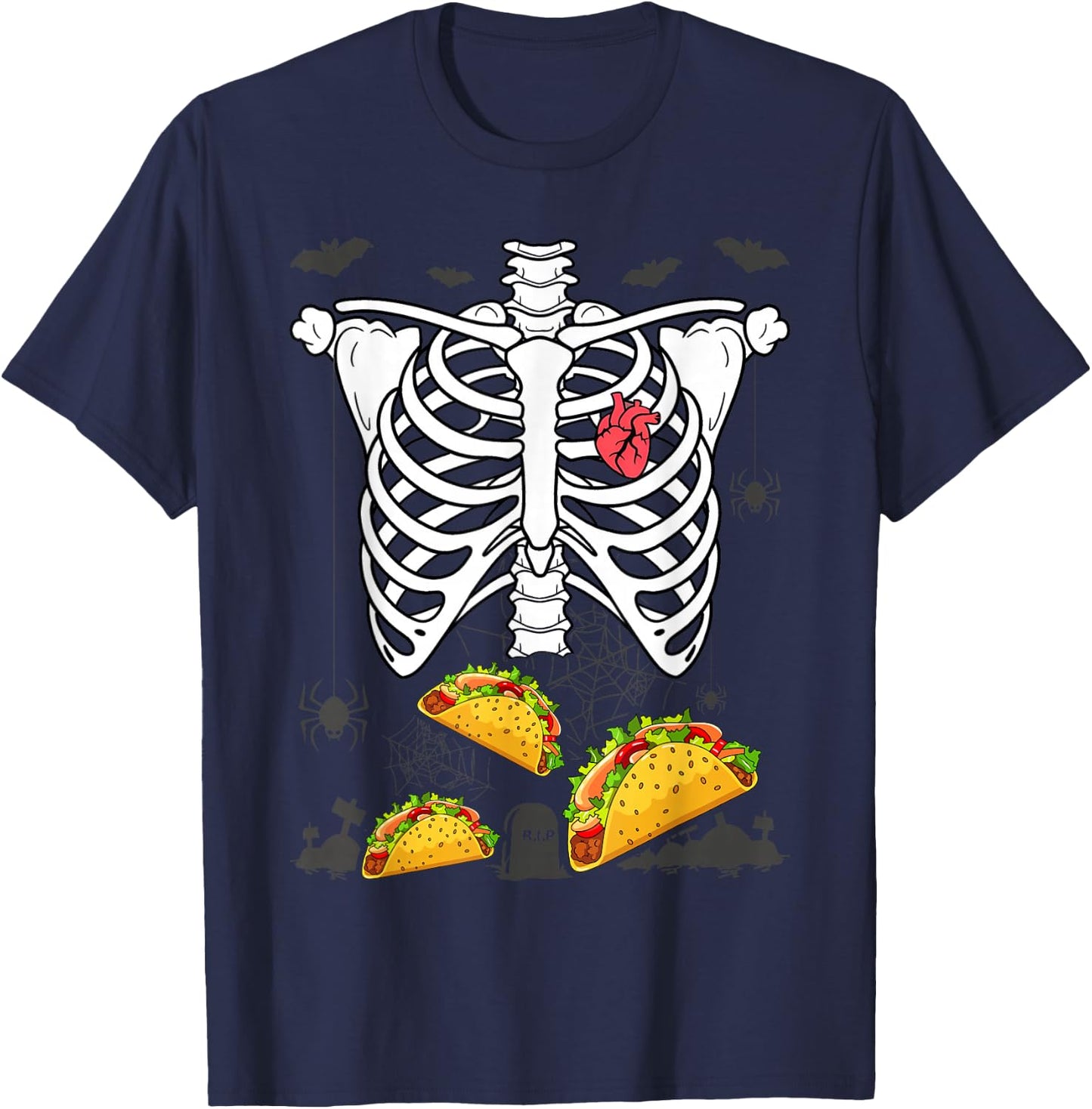 Halloween Dad Skeleton Taco Belly Funny Pregnancy Couple Men T-Shirt - T-Shirt | Navy
