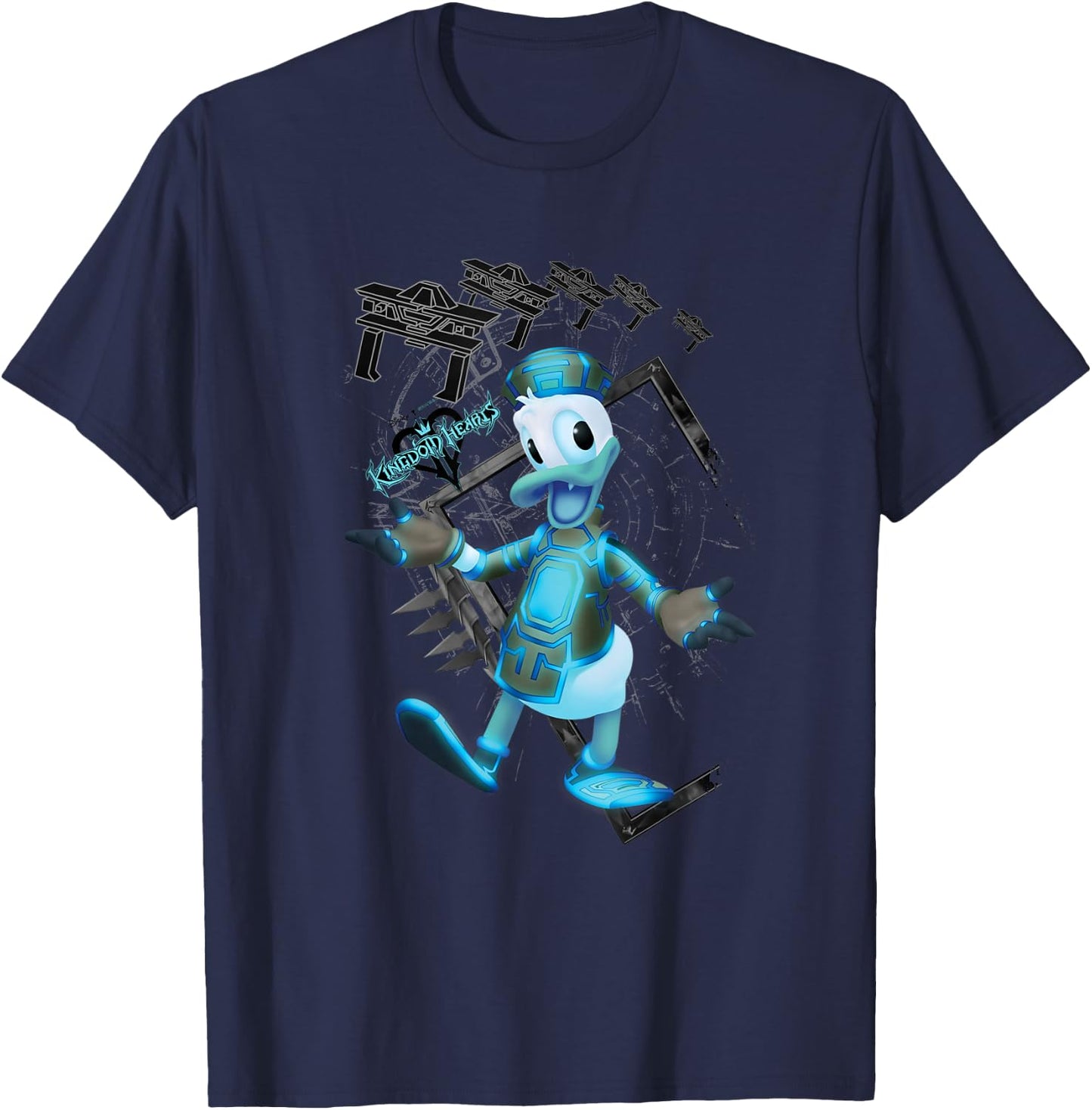 Disney Kingdom Hearts Danald Duck Tron Crossover Portrait T-Shirt - T-Shirt | Navy