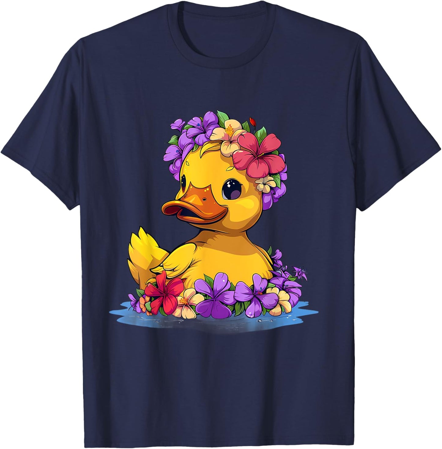 Rubber Duck Floral Hawaiian Rubber Duck Lover Hawaii T-Shirt - T-Shirt | Navy