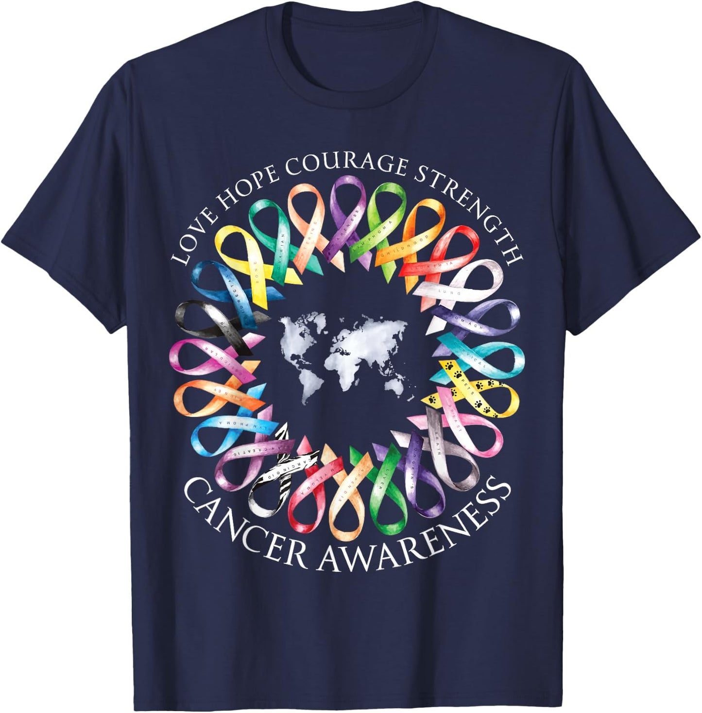 All Cancer Matters Survivors Awareness Fight Ribbon Support T-Shirt - T-Shirt | Navy