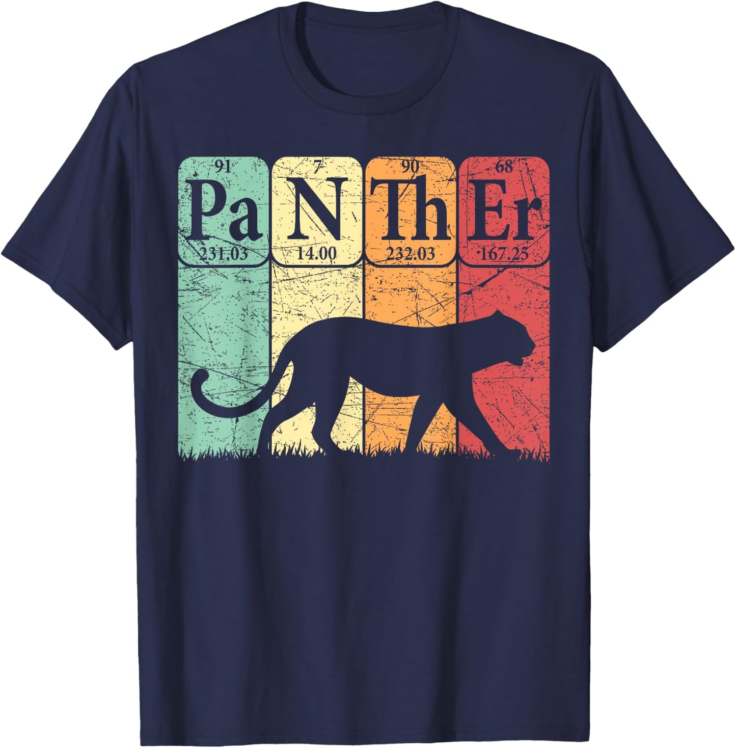 Panther Periodic Table Elements Retro Panther Nerdy T-Shirt - T-Shirt | Navy