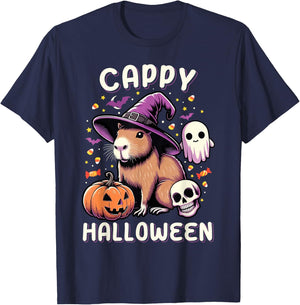 Cappy Halloween Costume Pumpkin Funny Capybara Halloween T-Shirt - T-Shirt | Navy