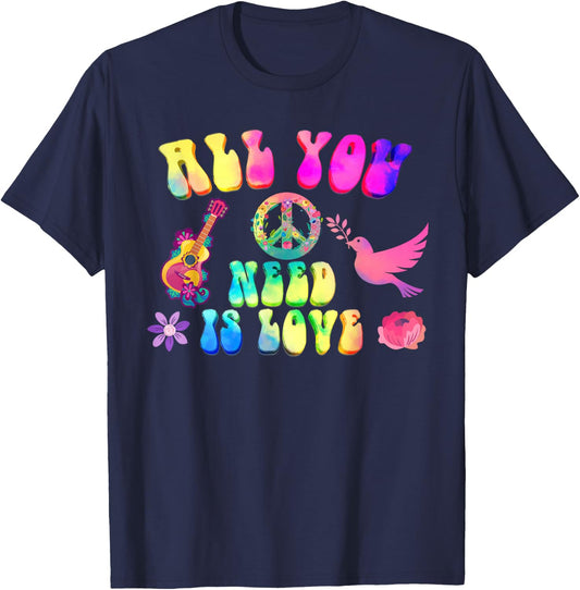 Funny Hippie Costume 60s 70s Costume Women's Men's , black, s T-Shirt - T-Shirt | Navy