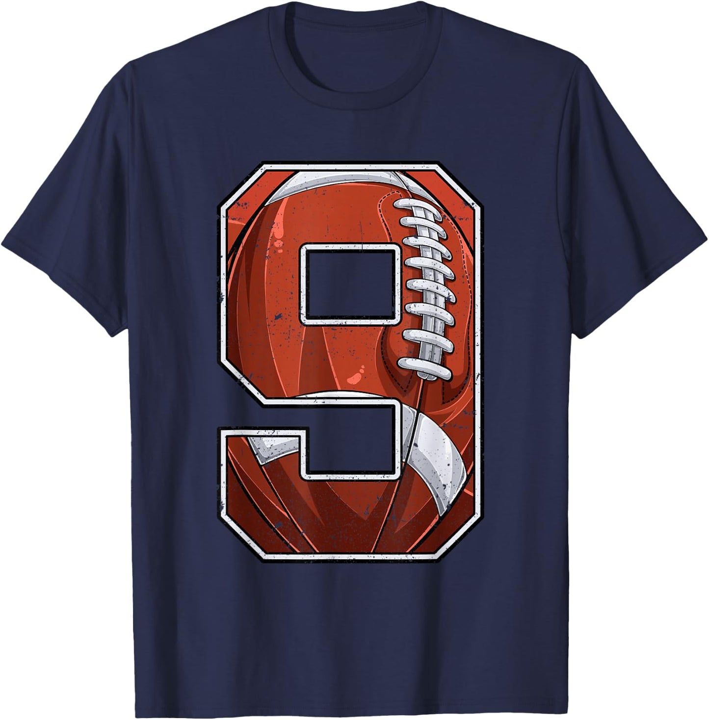 Football Ninth 9th Birthday Boy Nine 9 Years Old Bday Kids T-Shirt - T-Shirt | Navy