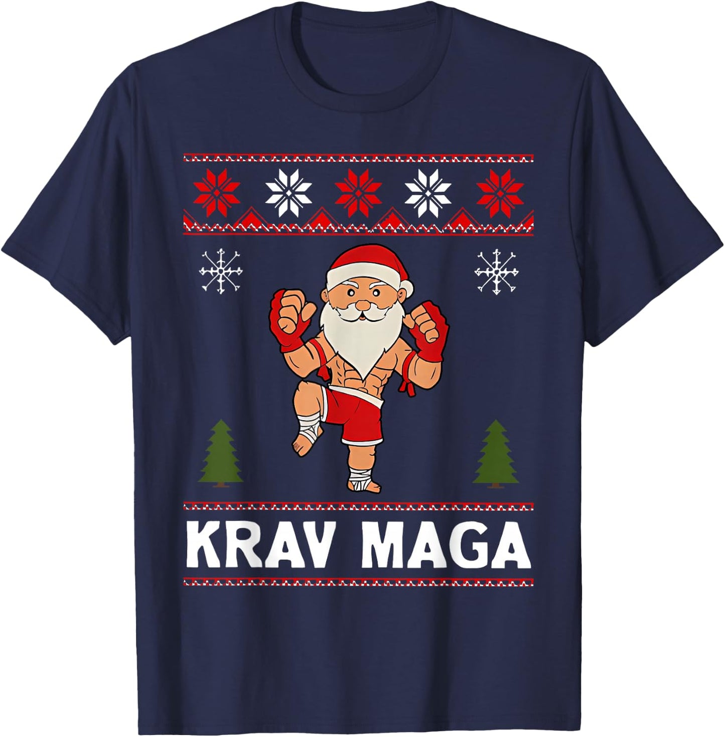 Krav Maga Santa Claus Ugly Christmas Martial Arts Women Men T-Shirt - T-Shirt | Navy
