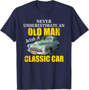 CLASSIC CAR T Shirt Old Man Vintage Car Shirts T-Shirt - T-Shirt | Navy