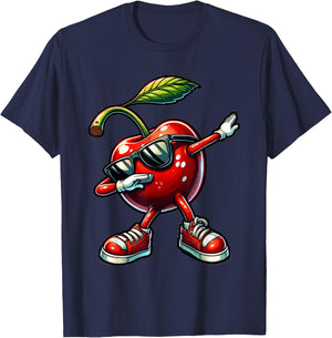 Dabbing Red Cherry Funny Cherry Fruit with Cherries , black T-Shirt - T-Shirt | Navy