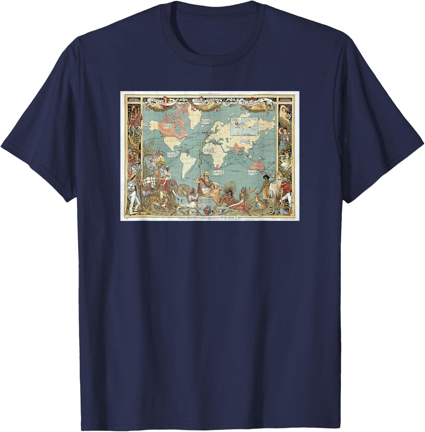 Map of the British Empire in 1886 , Black, S T-Shirt - T-Shirt | Navy