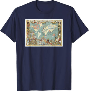 Map of the British Empire in 1886 , Black, S T-Shirt - T-Shirt | Navy