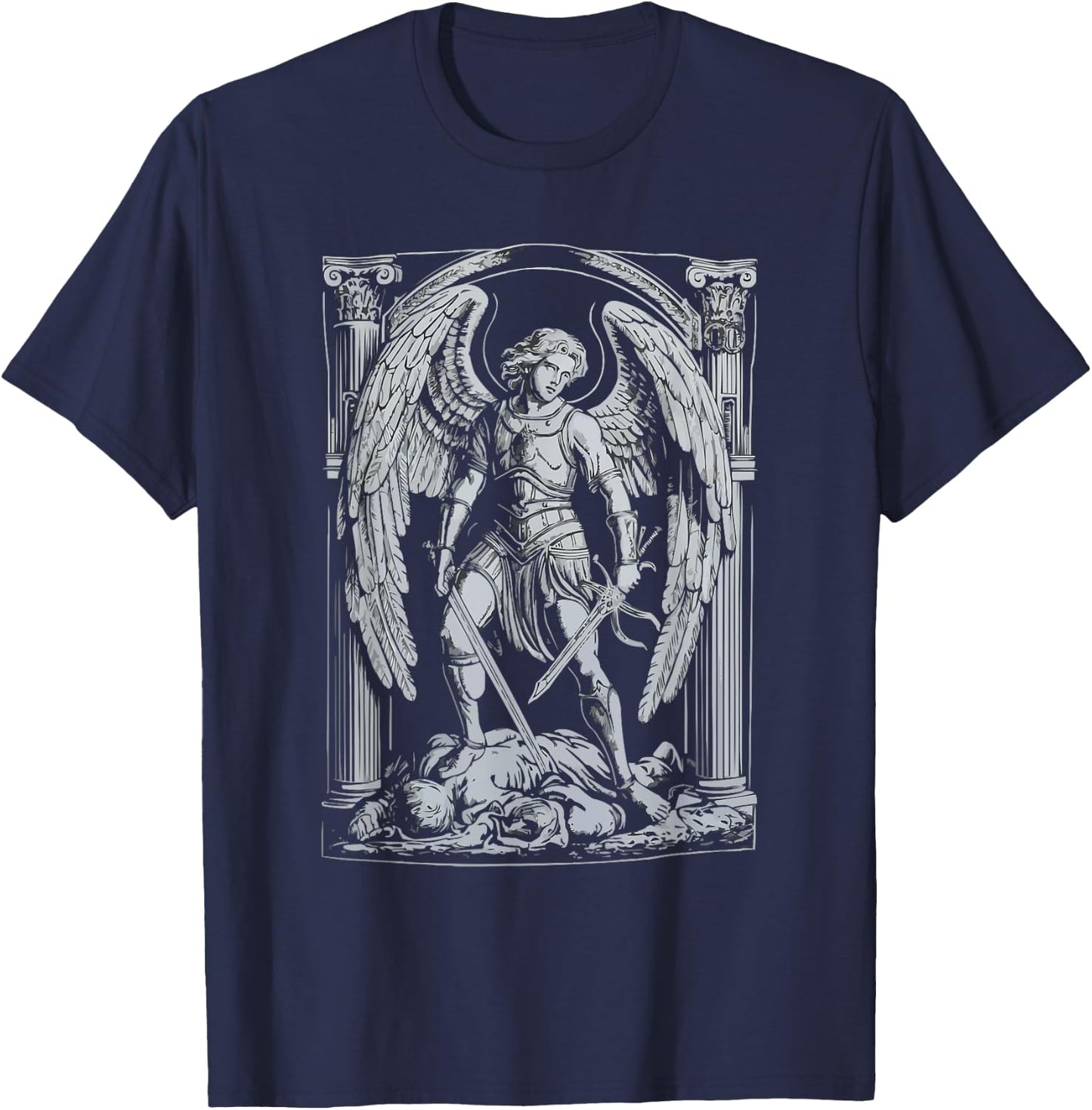 Archangel Catholic Religion Christianity Guardian Angel T-Shirt - T-Shirt | Navy