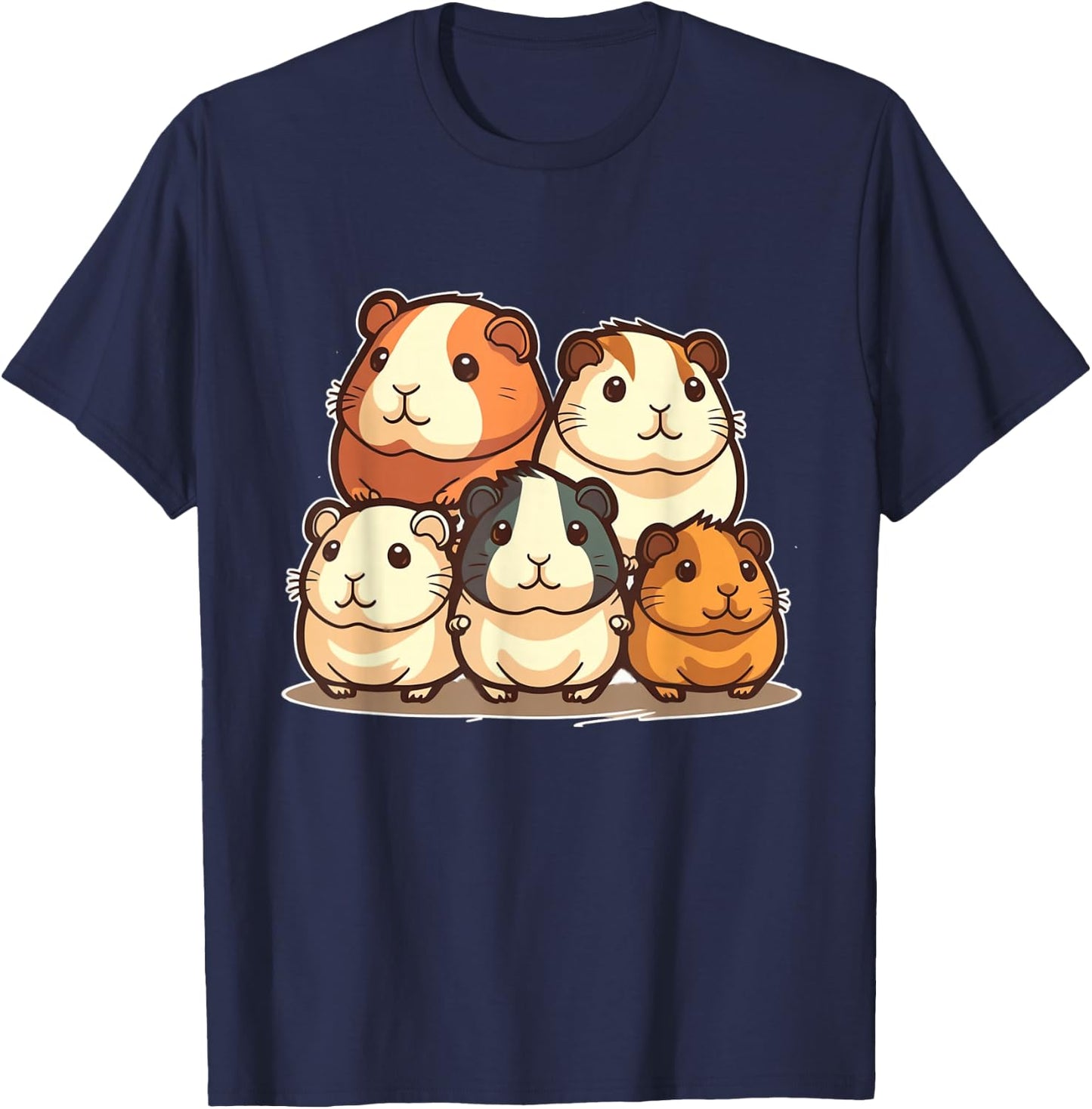 Cute, Kawaii Guinea Pig Family T-Shirt - T-Shirt | Navy