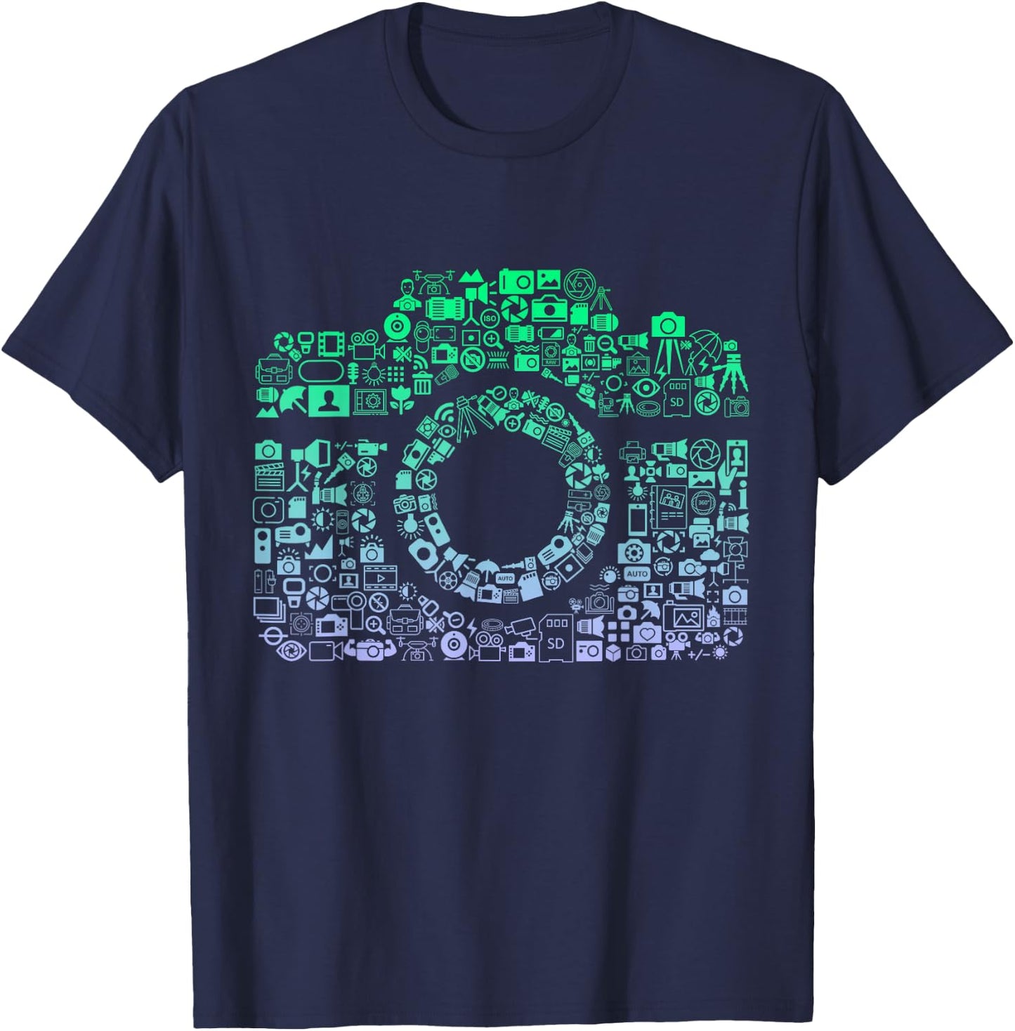 Camera Iconography for Photographers Boys Photography , black T-Shirt - T-Shirt | Navy