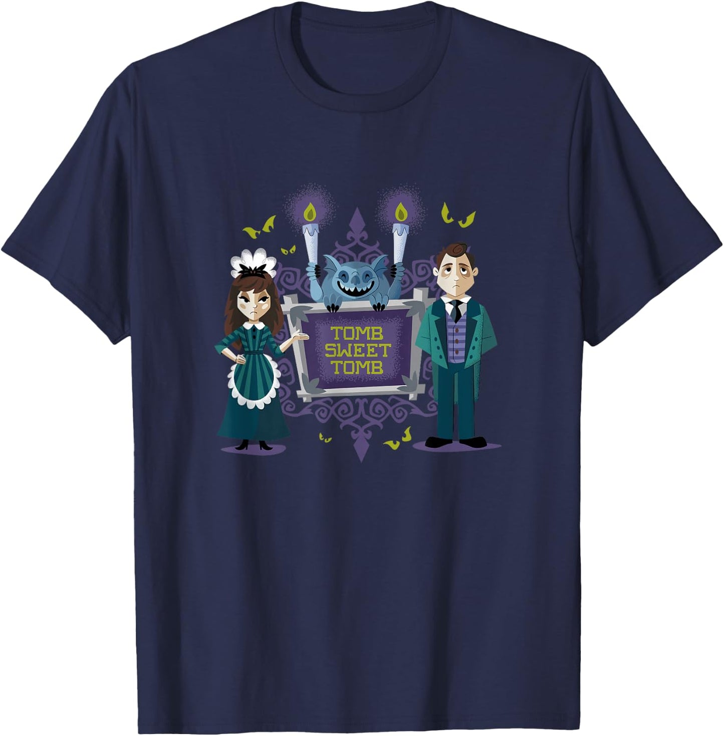 The Haunted Mansion Tomb Sweet Servants & Gargoyle Shot T-Shirt - T-Shirt | Navy