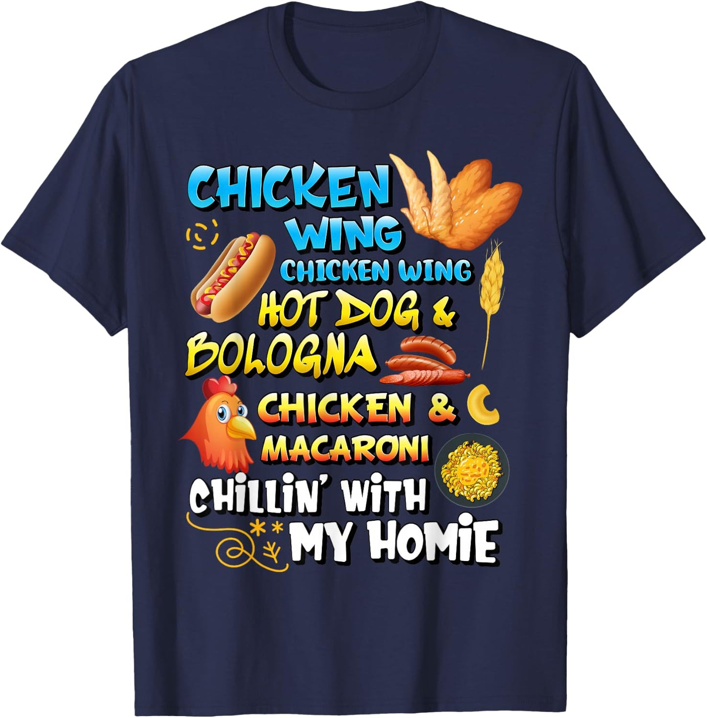 Chicken Wing Chicken Wing Hot Dog and Bologna Shirt Toddlers T-Shirt - T-Shirt | Navy