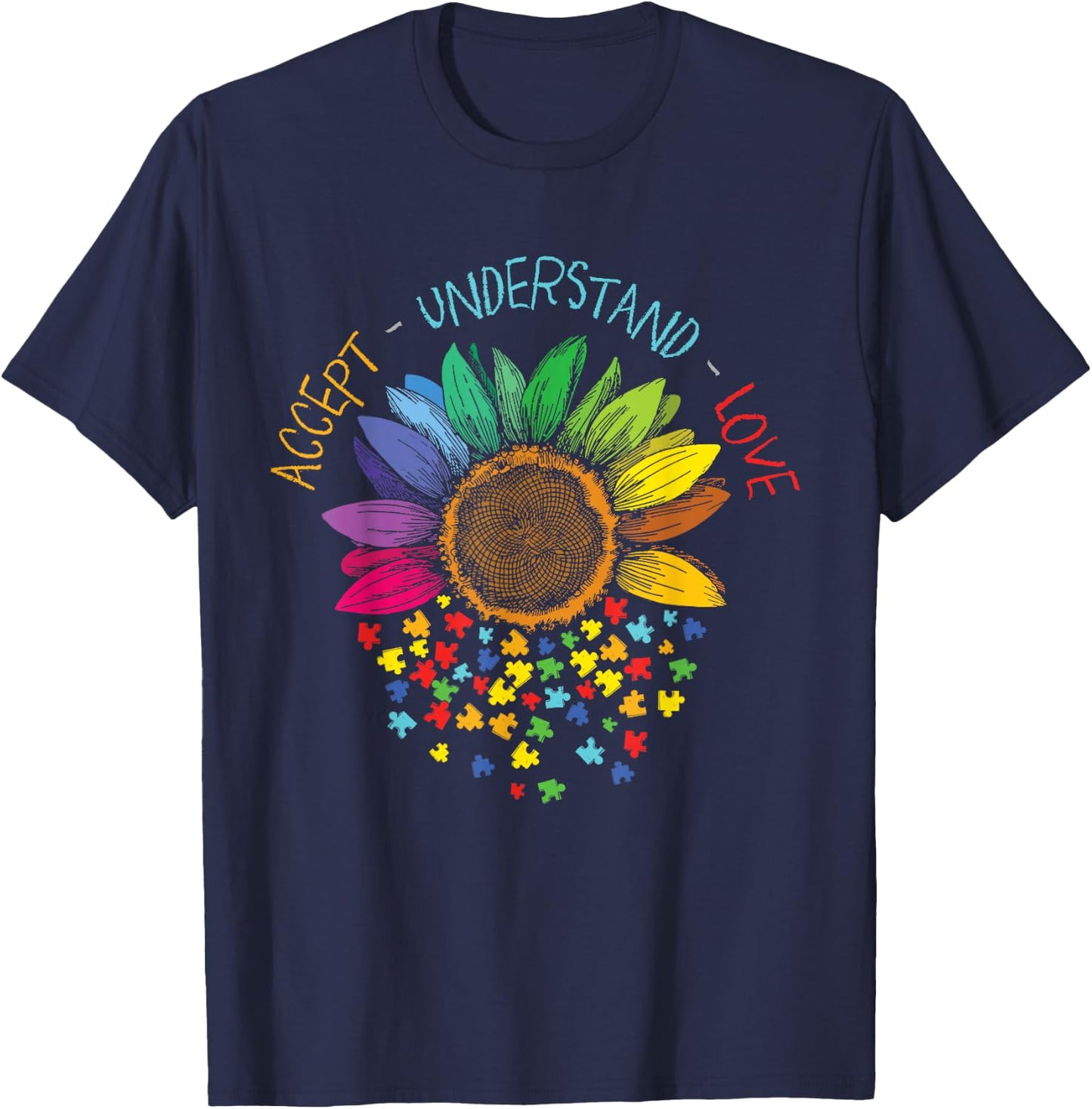 Autism Awareness Accept Understanding Love ASD T-Shirt - T-Shirt | Navy