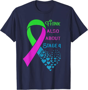 Metastatic Breast Cancer Awareness Heart Ribbon Graphic T-Shirt - T-Shirt | Navy