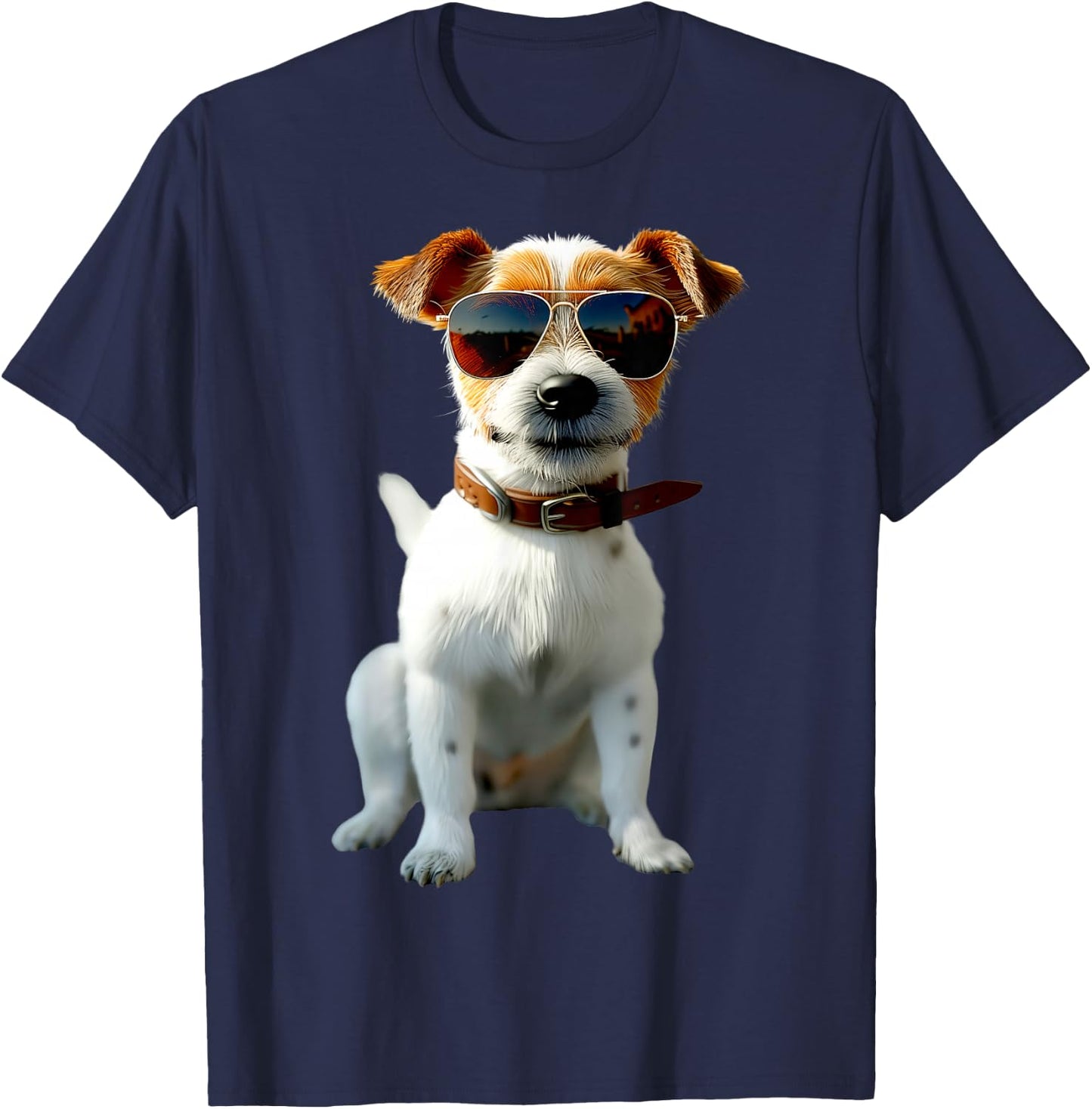 Jack Russell Terrier with Sunglasses Jack Russels Lovers , black T-Shirt - T-Shirt | Navy