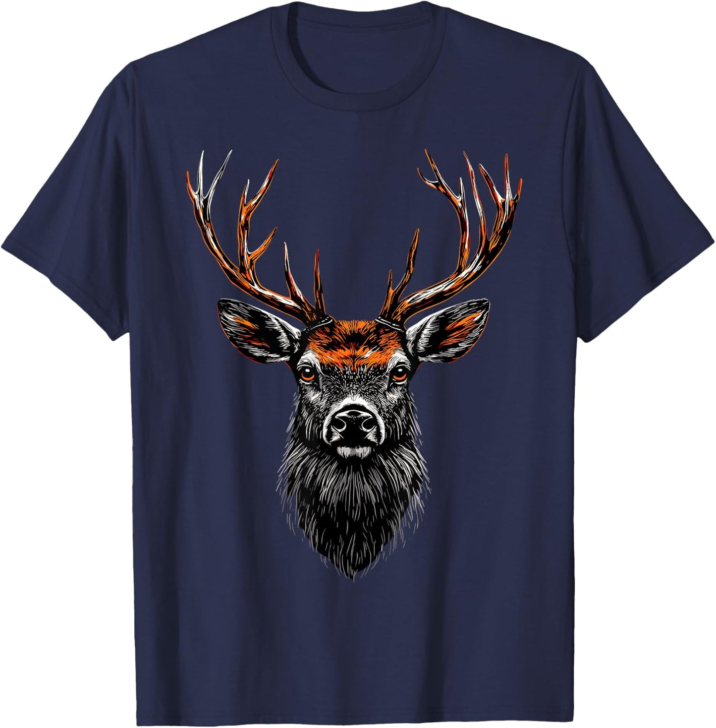 Deer Antler Hunting Deer Red Deer Antler , Black, S T-Shirt - T-Shirt | Navy