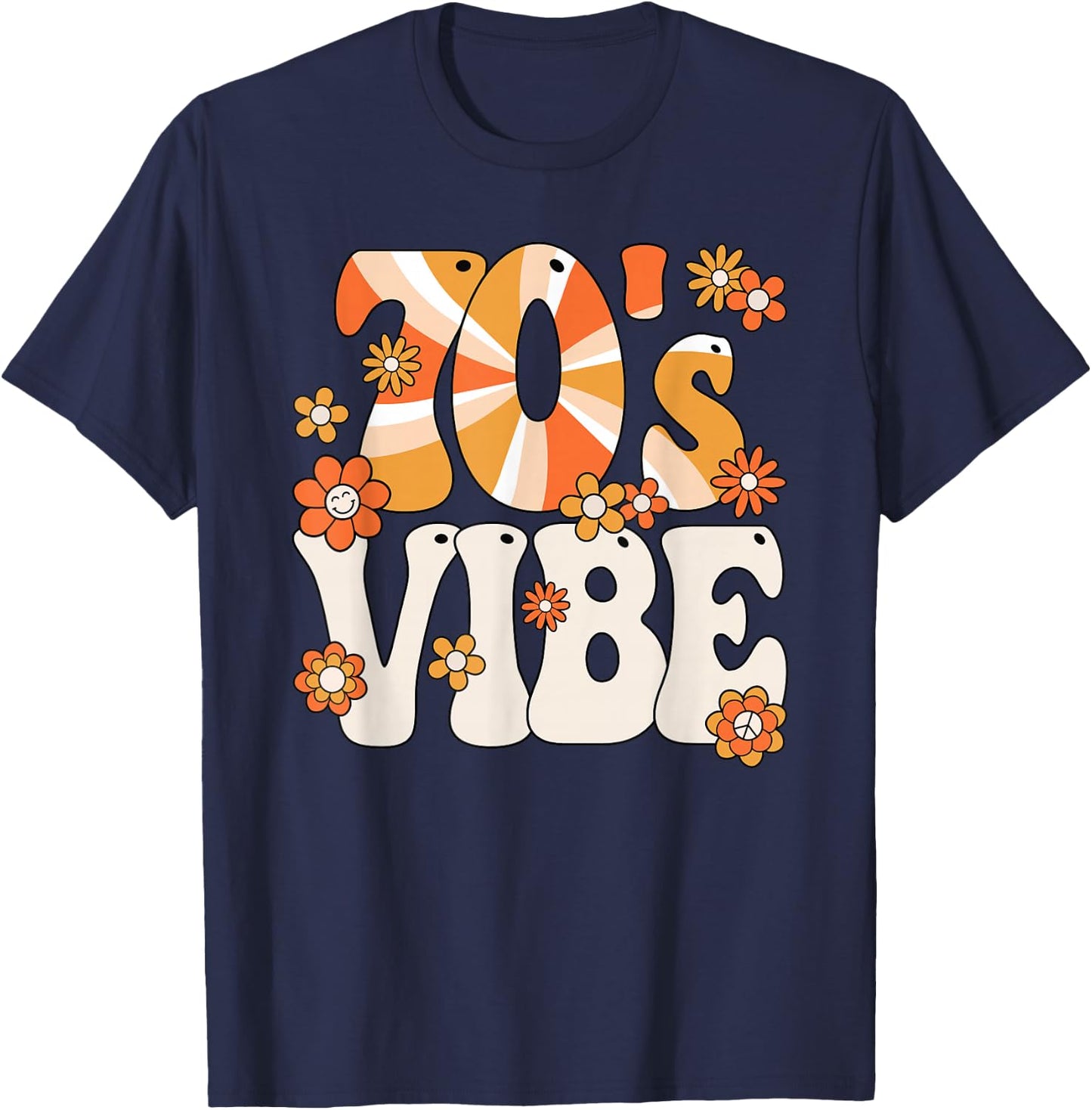 70s Vibe 70s Theme Party Hippie Outfit 70s Costume , black T-Shirt - T-Shirt | Navy