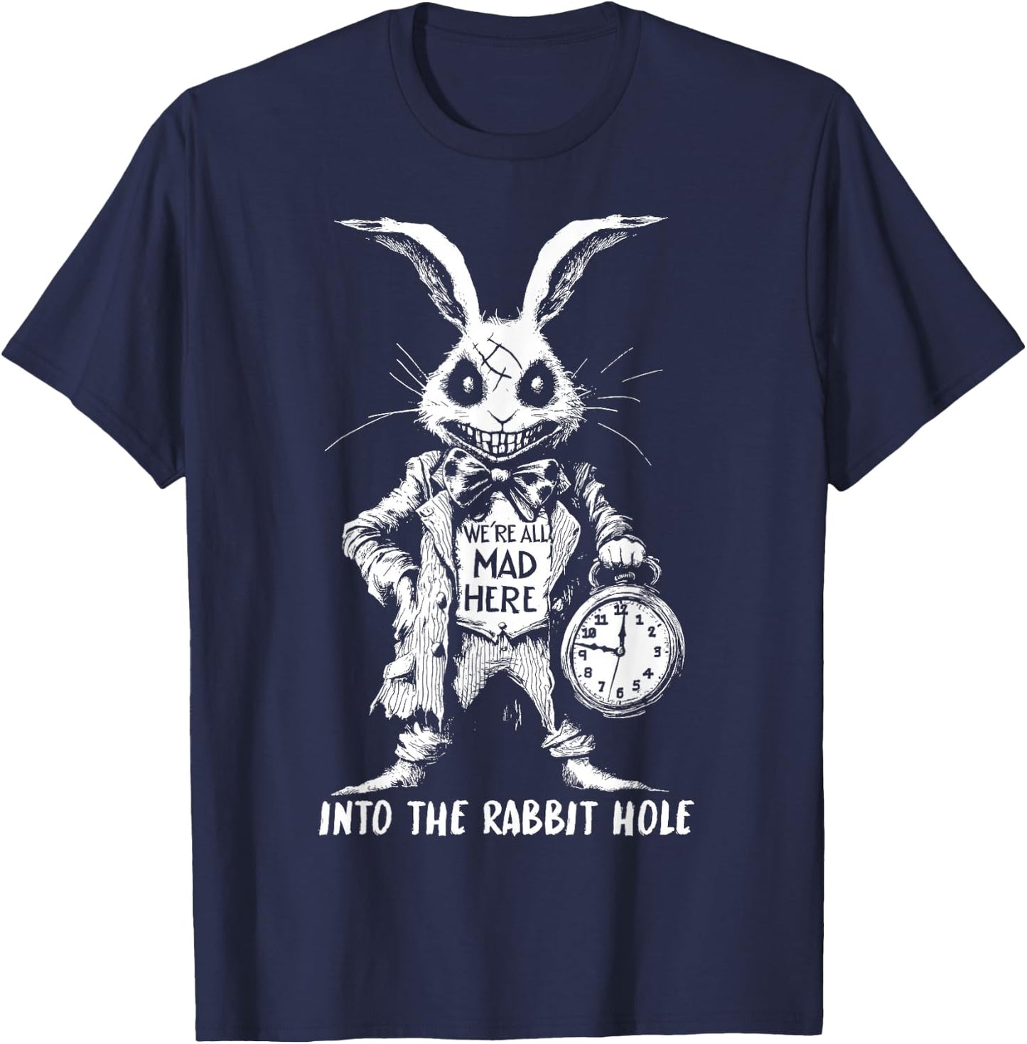 L'effrayant Lapin Blanc au Pays des Merveilles Horreur T-Shirt - T-Shirt | Navy