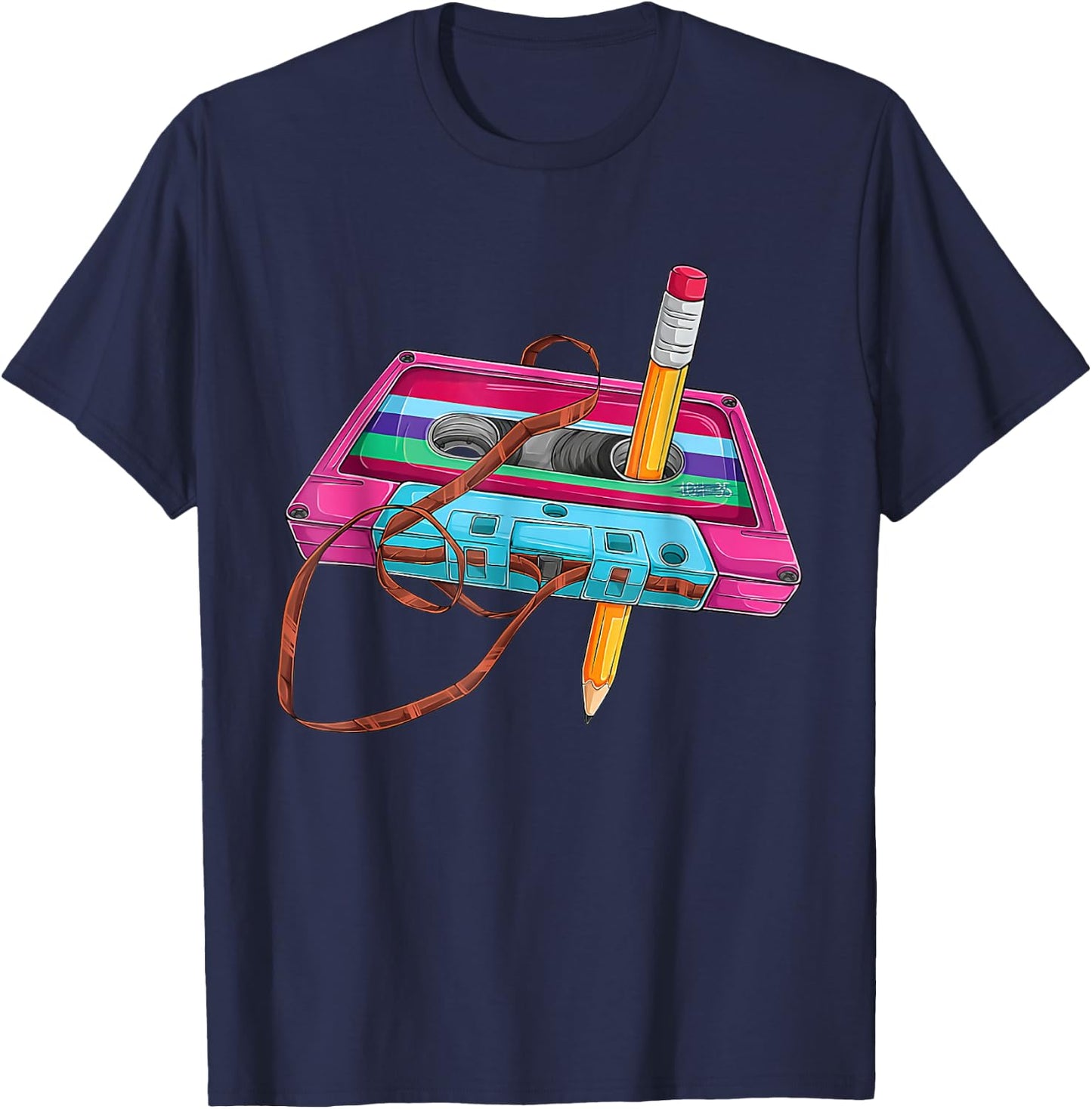 80 90s Outfit Women's Men's Party Fancy Dress Cassette , black T-Shirt - T-Shirt | Navy