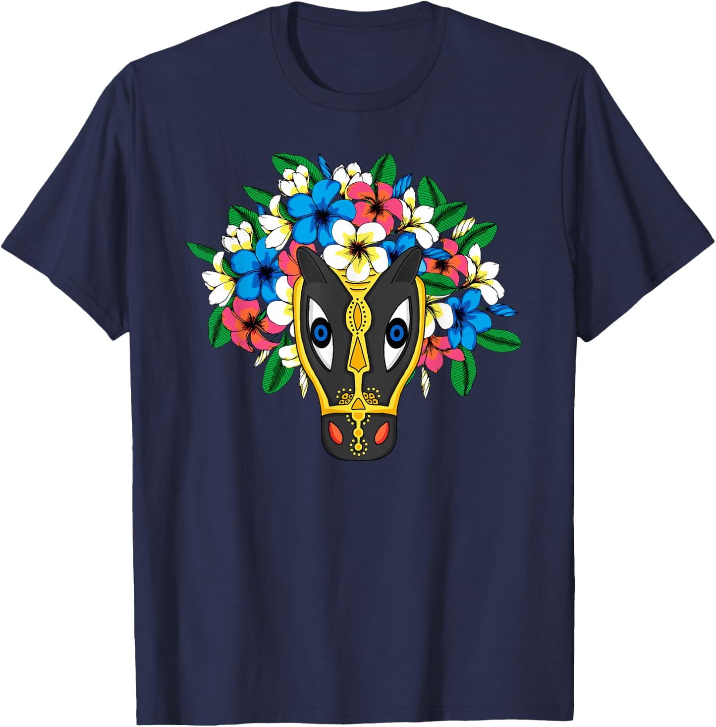 Mask and flowers - Nicaragua - Original art - Illustration T-Shirt - T-Shirt | Navy