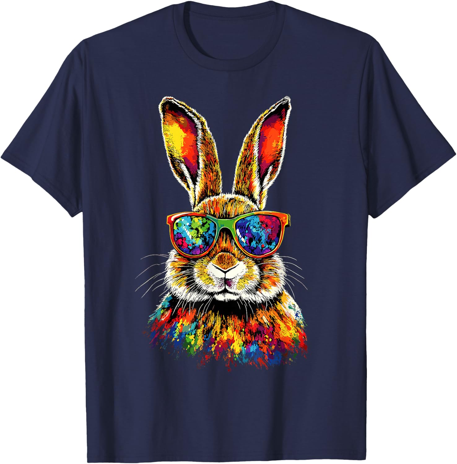 Bunny with Sunglasses Rabbit Brown Hare Cute Bunnies T-Shirt - T-Shirt | Navy