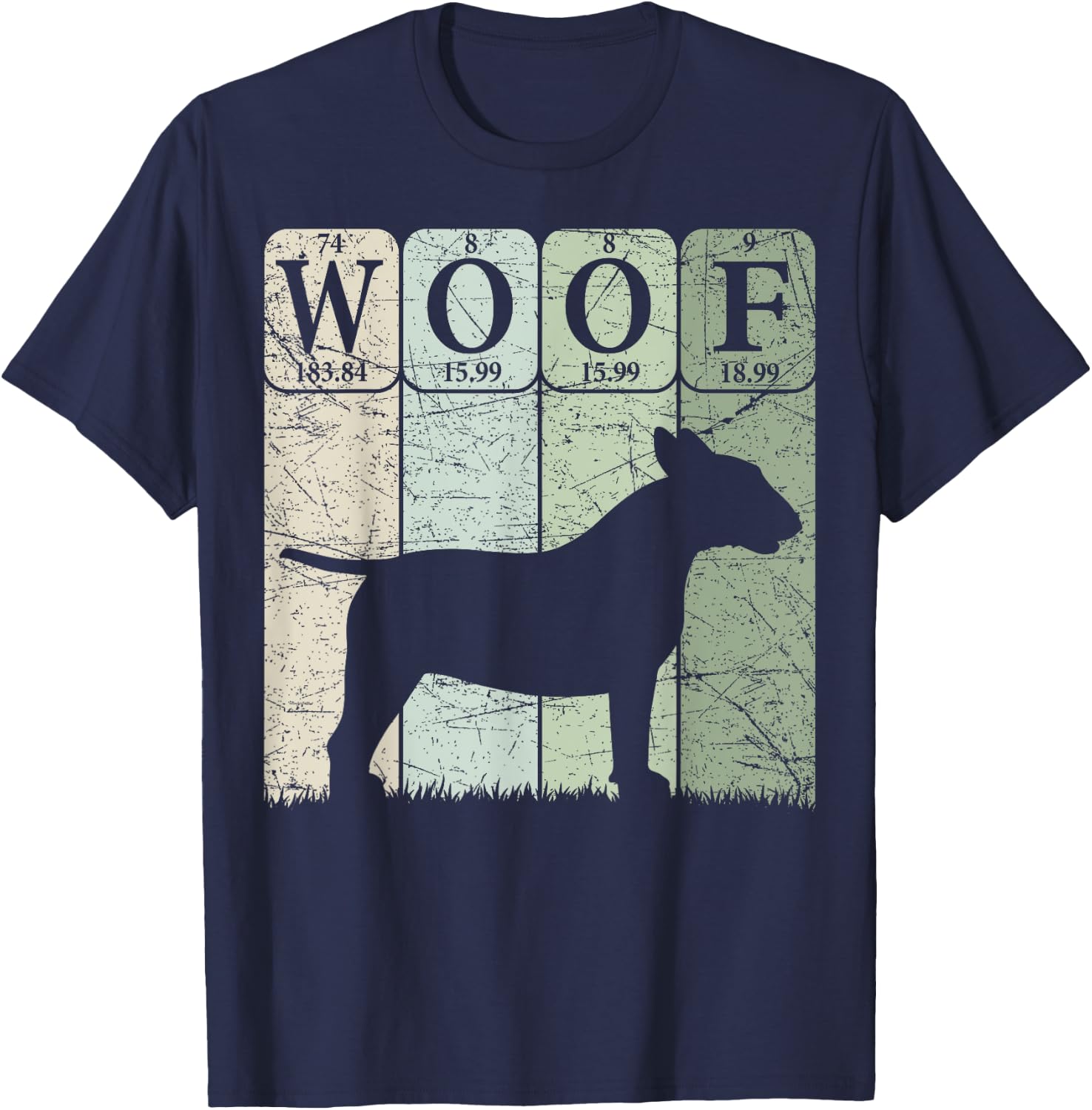 Bull Terrier Dog Periodic Table Elements Dog Lover Woof T-Shirt - T-Shirt | Navy